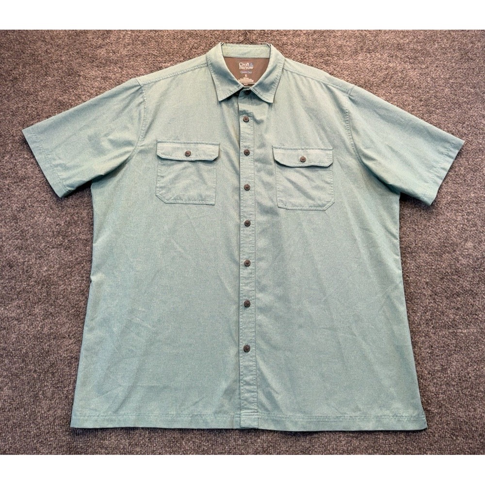 Croft & Barrow Men's XL Green Quick Dry Short Sleeve Outdoor Fishing Shirt